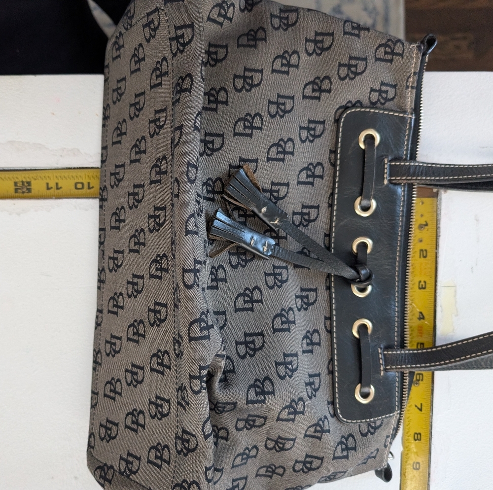 Dooney and Bourke Vintage Signature Monogram Tassel Purse Black - Picture 11 of 12